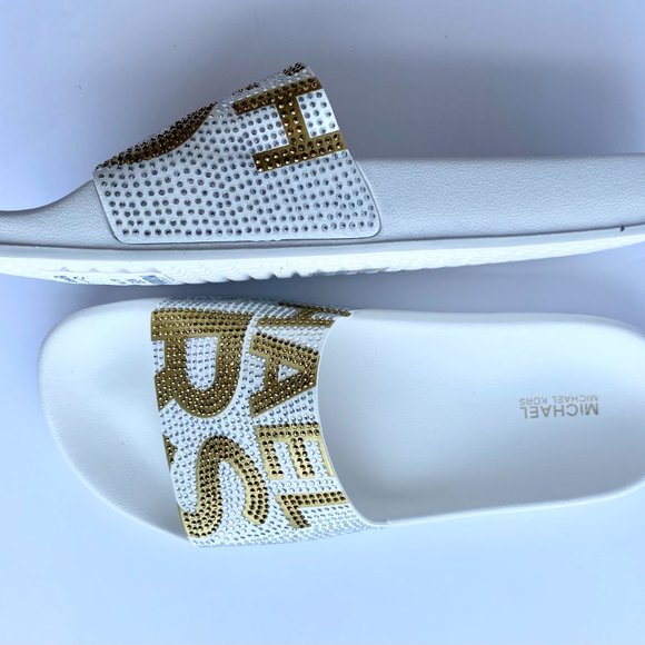 Michael Kors Gilmore slides White and Gold - Picture 4 of 9